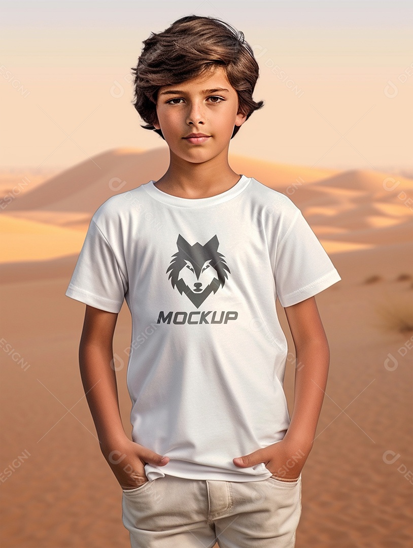 Mockup Menino Vestindo Camisa PSD Editável