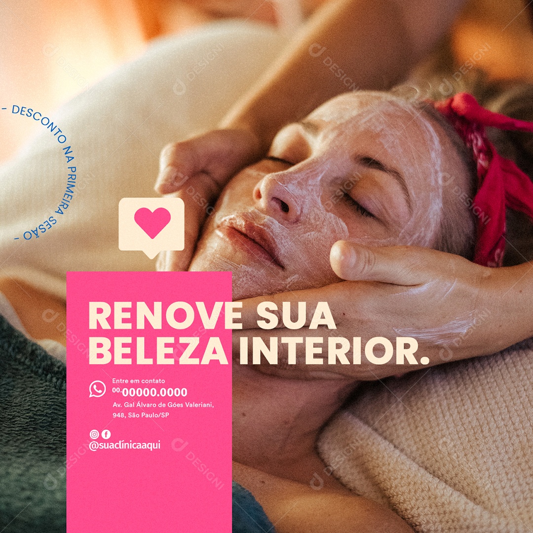 Estética Renove Sua Beleza Interior Social Media PSD Editável