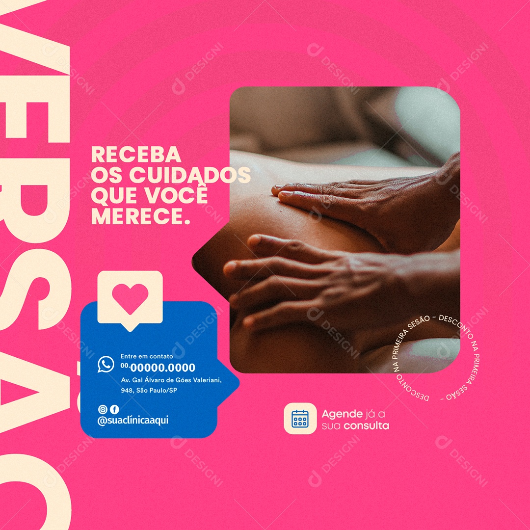 Estética Receba Os Cuidados Que Você Merece Social Media PSD Editável