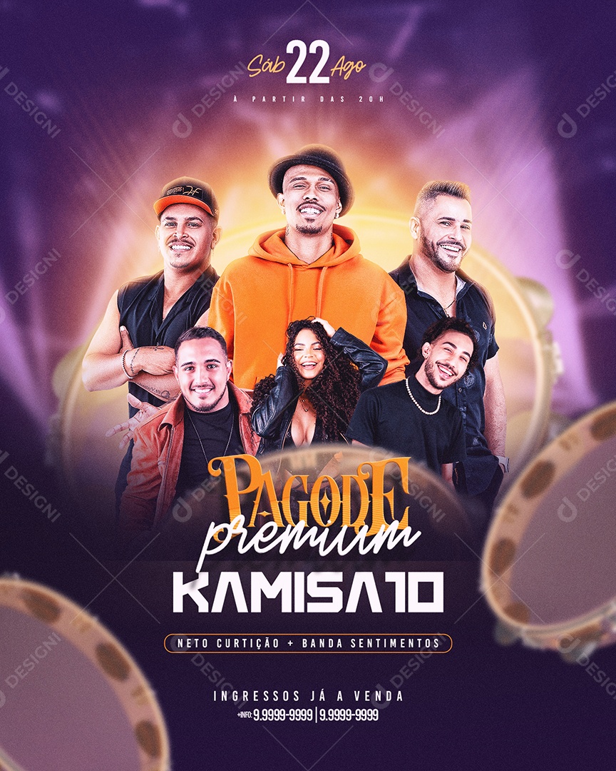 Social Media Flyer Feed Pagode Premium Kamisa 10 PSD Editável