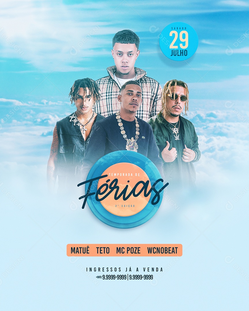 Flyer Feed Temporada De Férias Funk Social Media PSD Editável