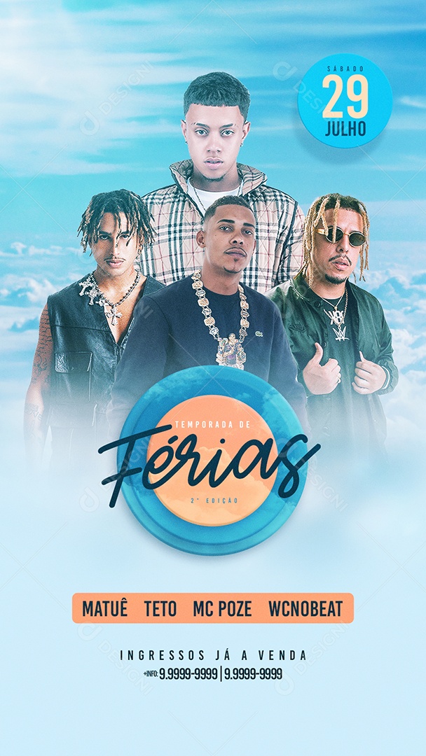 Flyer Story Temporada De Férias Funk Social Media PSD Editável