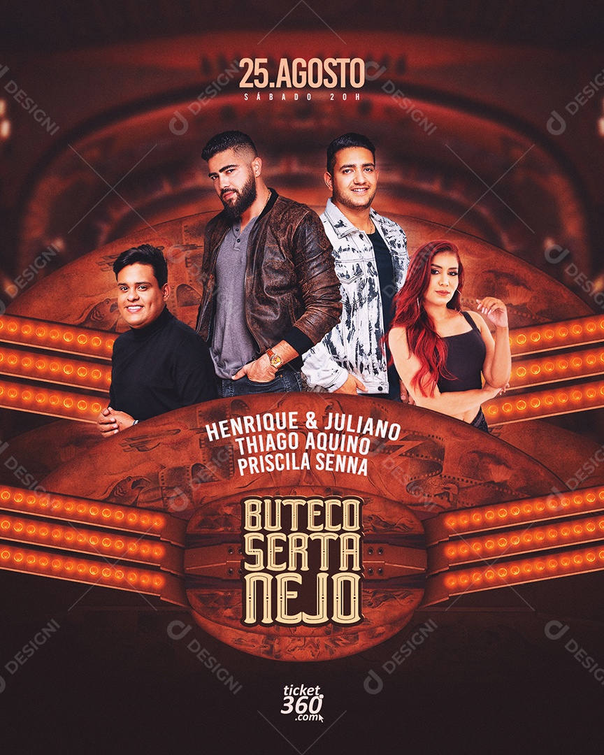 Social Media Flyer Feed Buteco Sertanejo PSD Editável