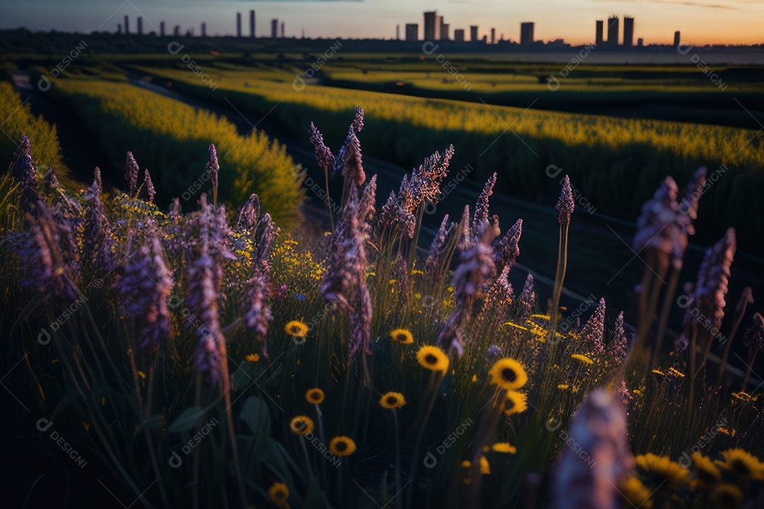Lindo campo de flores silvestres.