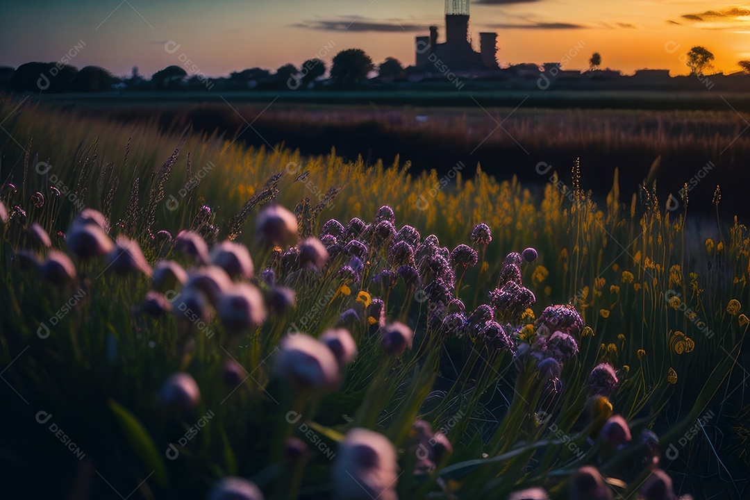 Lindo campo de flores silvestres.