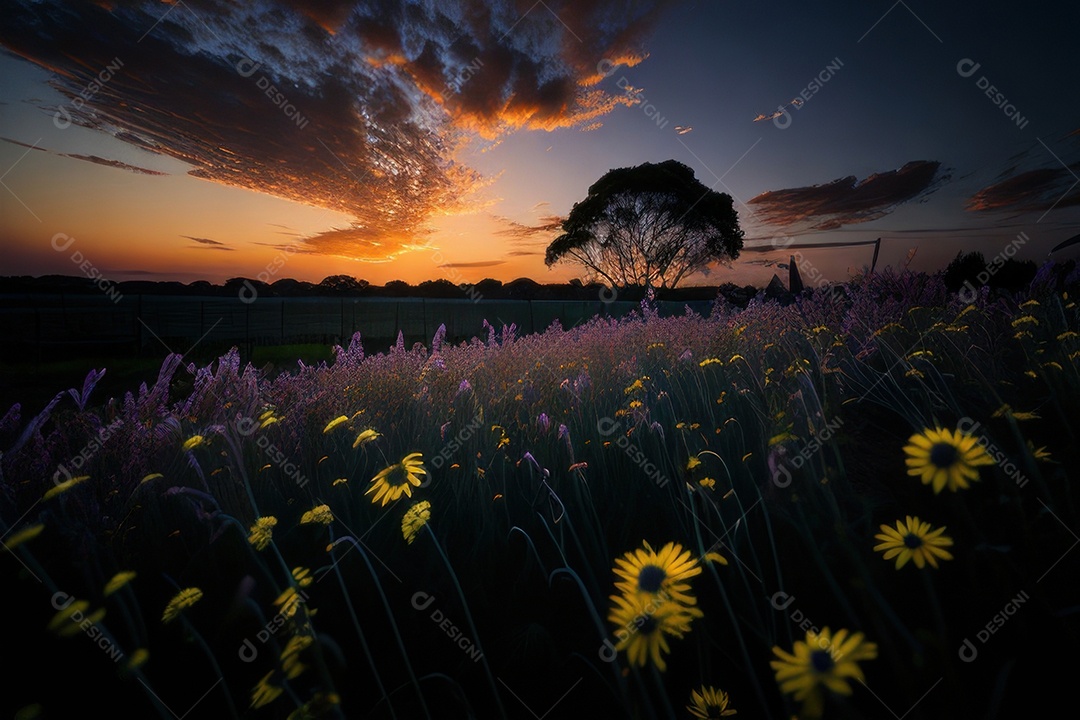 Lindo campo de flores silvestres.
