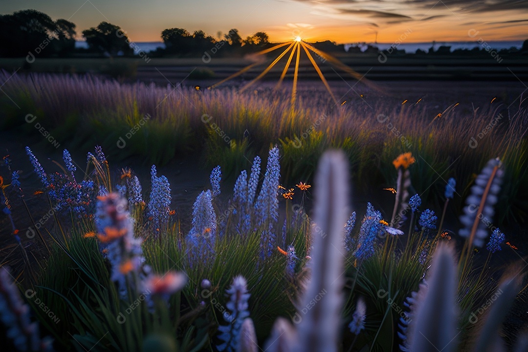Lindo campo de flores silvestres.