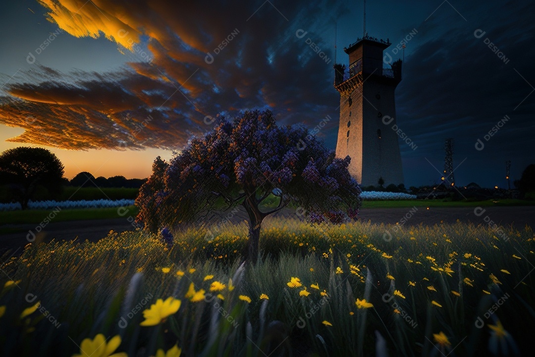 Lindo campo de flores silvestres.