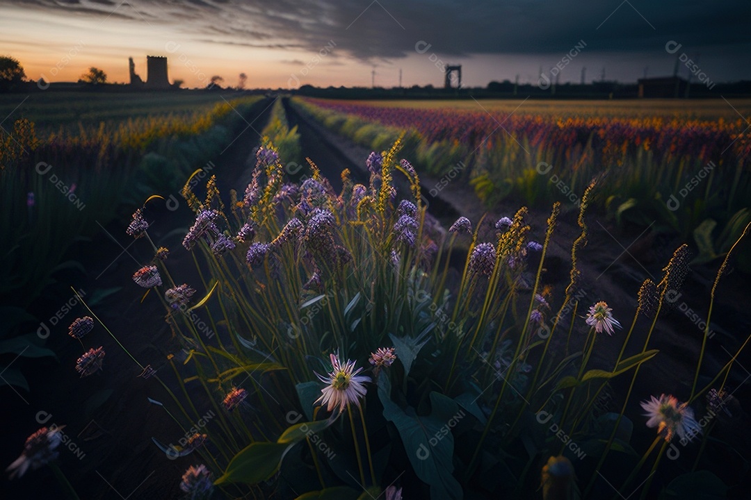 Lindo campo de flores silvestres.