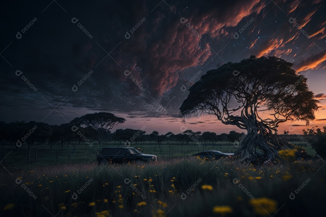 Lindo campo de flores silvestres.