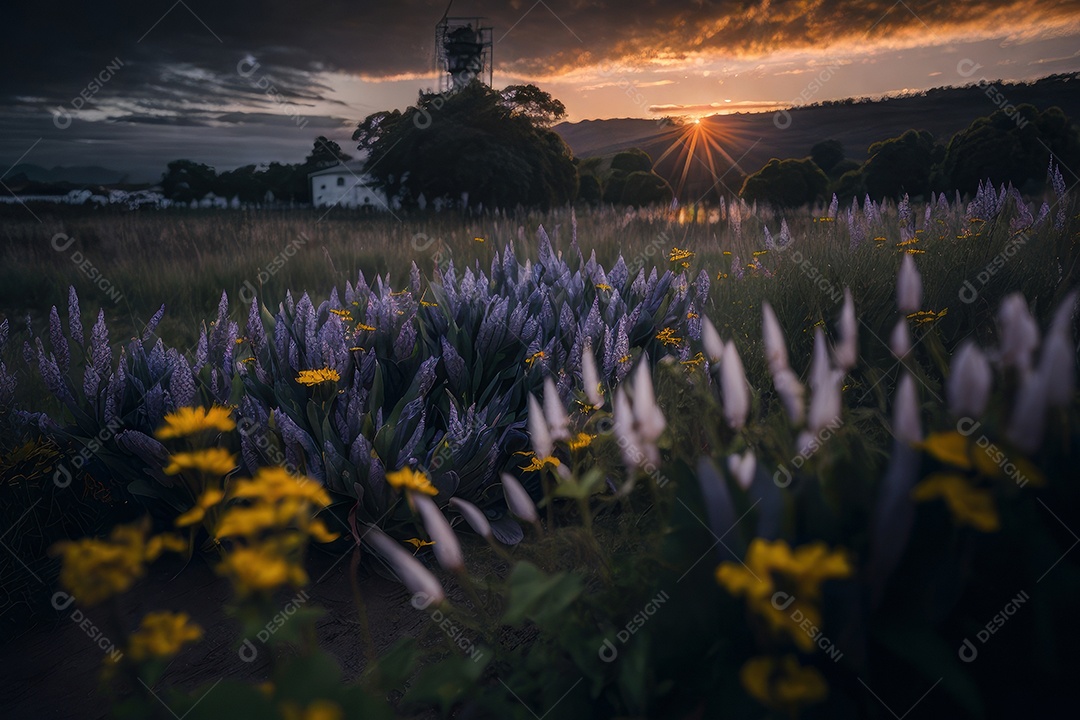 Lindo campo de flores silvestres.