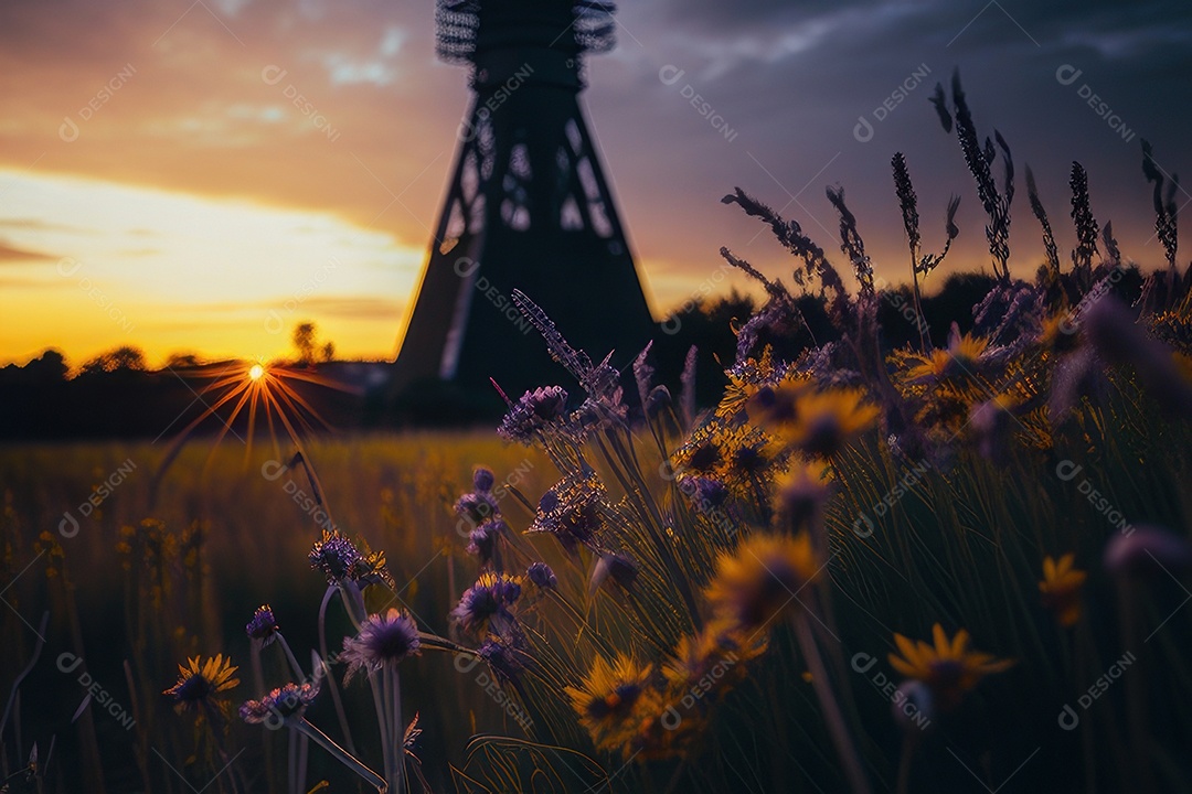 Lindo campo de flores silvestres.
