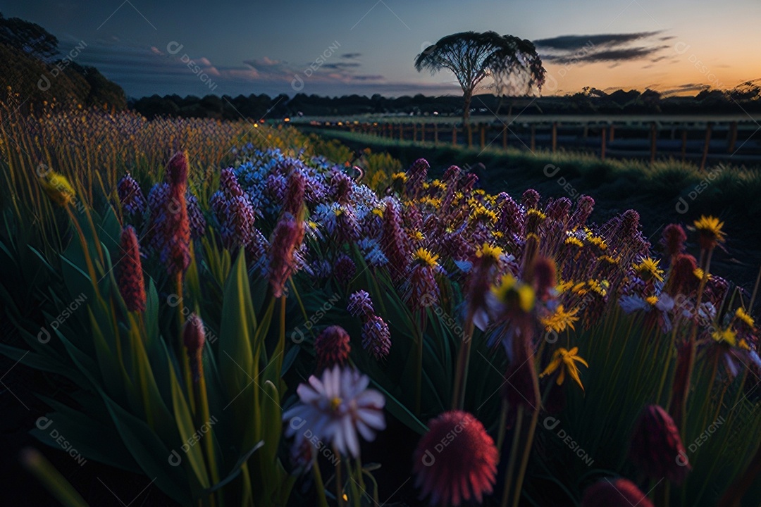 Lindo campo de flores silvestres.