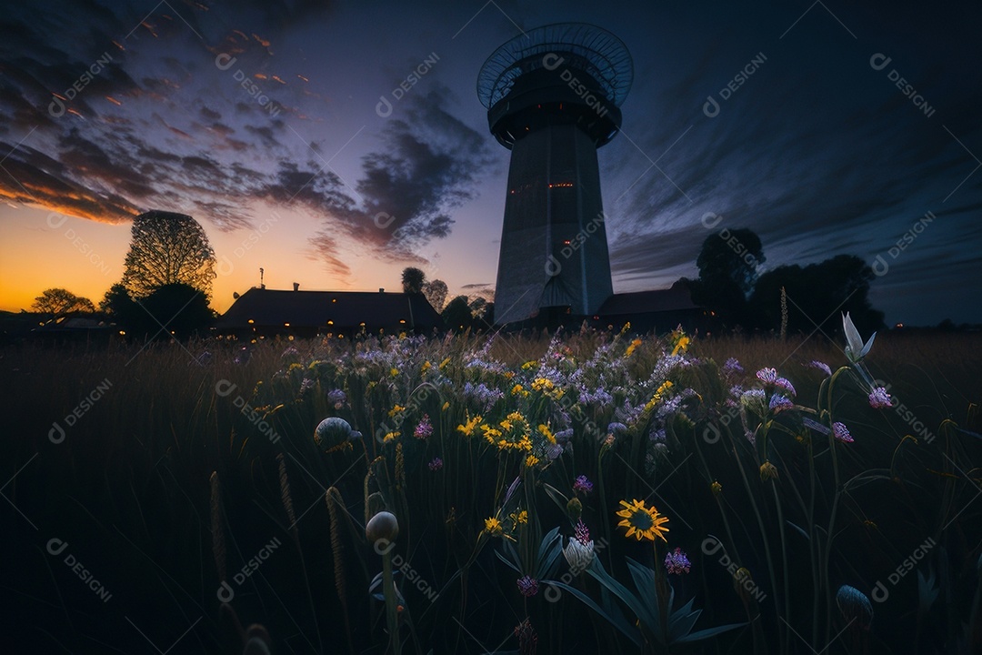 Lindo campo de flores silvestres.