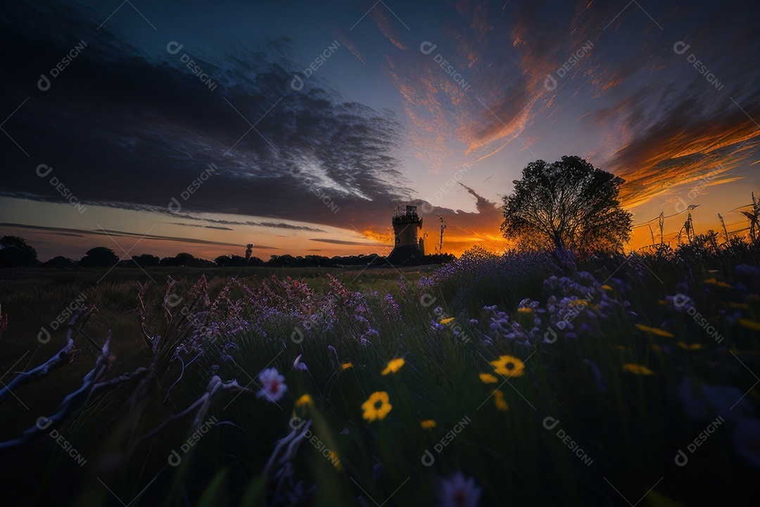 Lindo campo de flores silvestres.