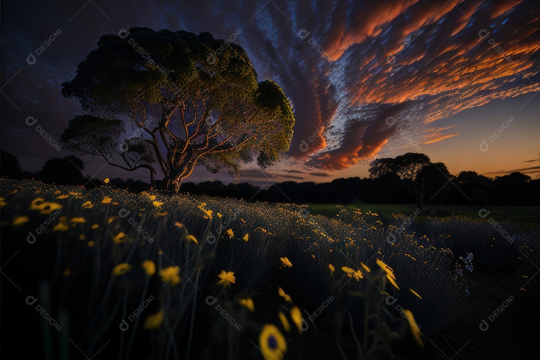 Lindo campo de flores silvestres.