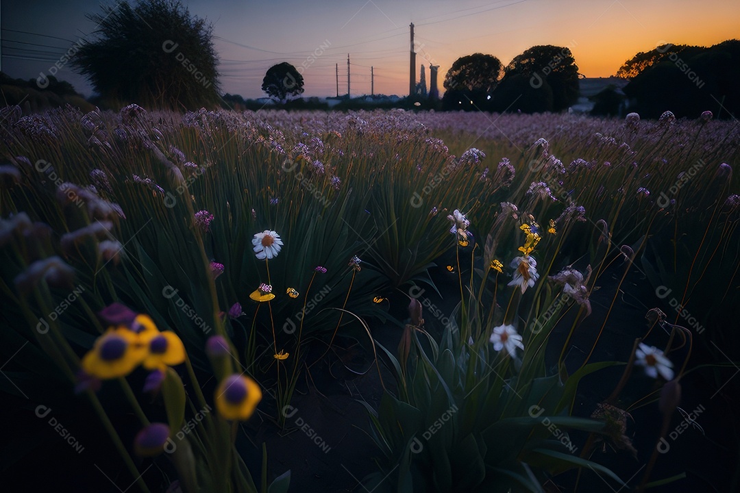 Lindo campo de flores silvestres.