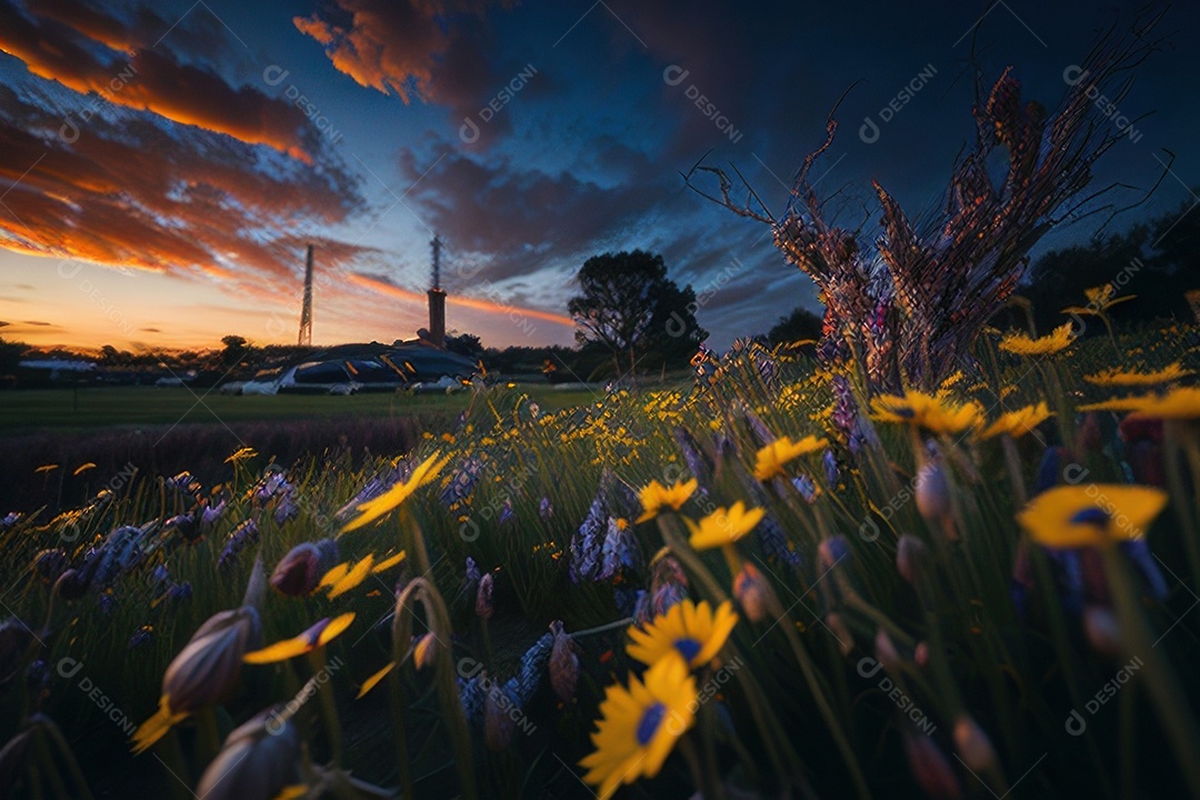 Lindo campo de flores silvestres.