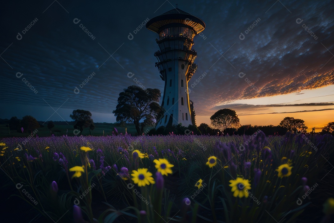 Lindo campo de flores silvestres.