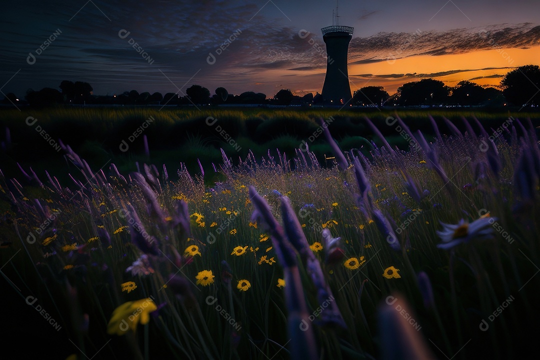 Lindo campo de flores silvestres.