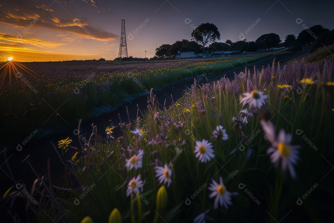 Lindo campo de flores silvestres.