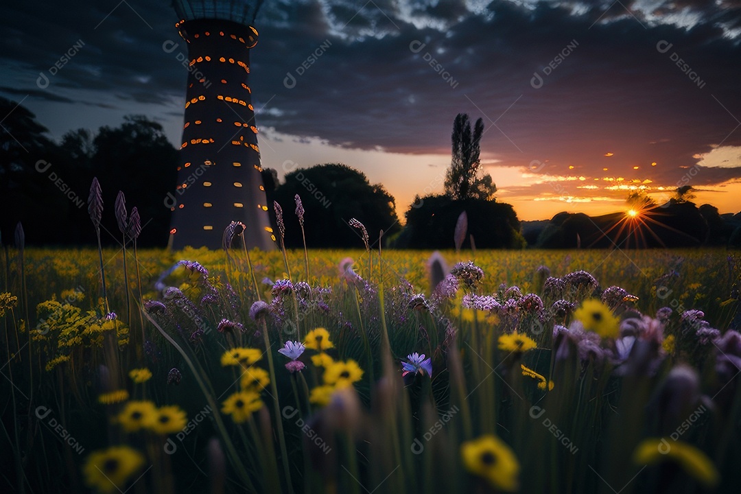 Lindo campo de flores silvestres.