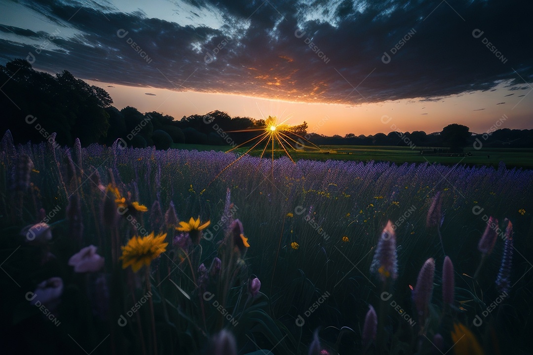 Lindo campo de flores silvestres.
