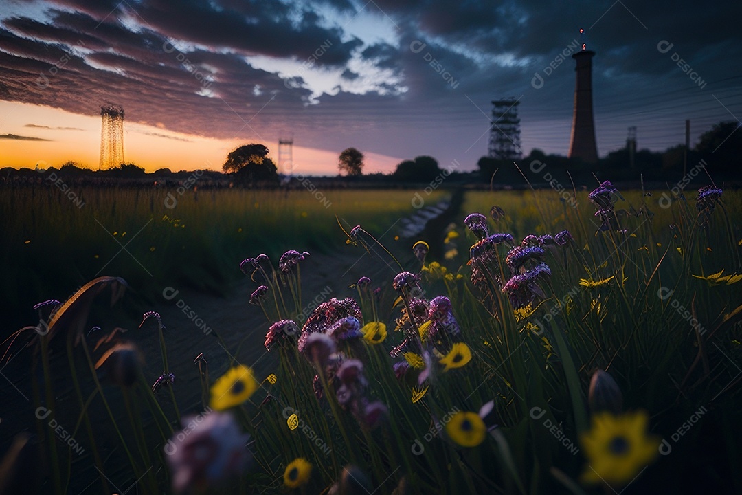 Lindo campo de flores silvestres.