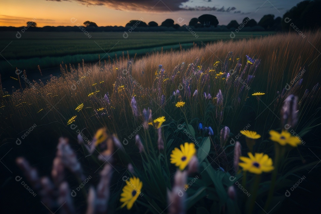 Lindo campo de flores silvestres.