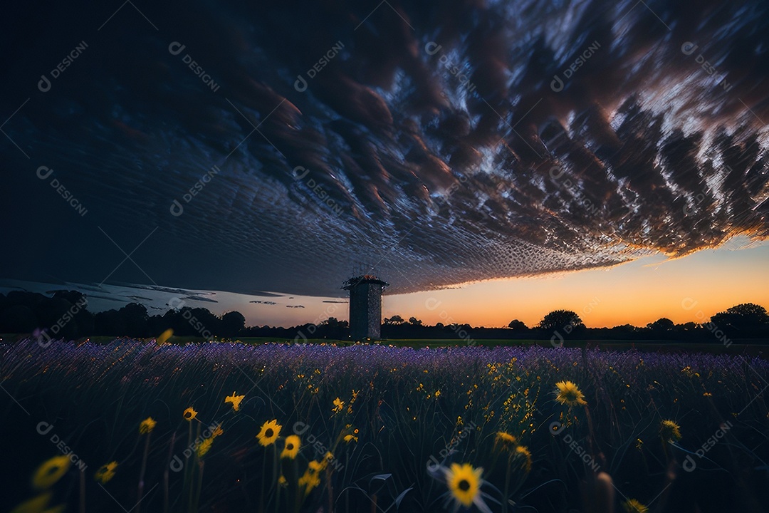 Lindo campo de flores silvestres.