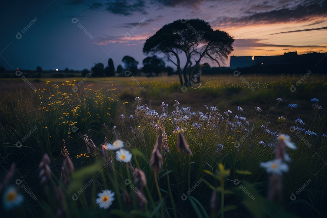 Lindo campo de flores silvestres.