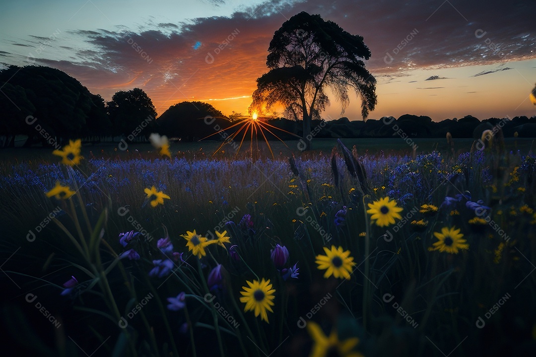 Lindo campo de flores silvestres.