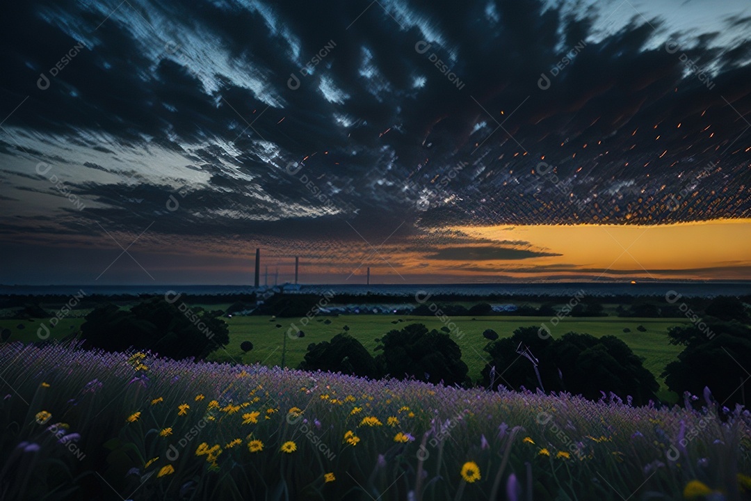 Lindo campo de flores silvestres.