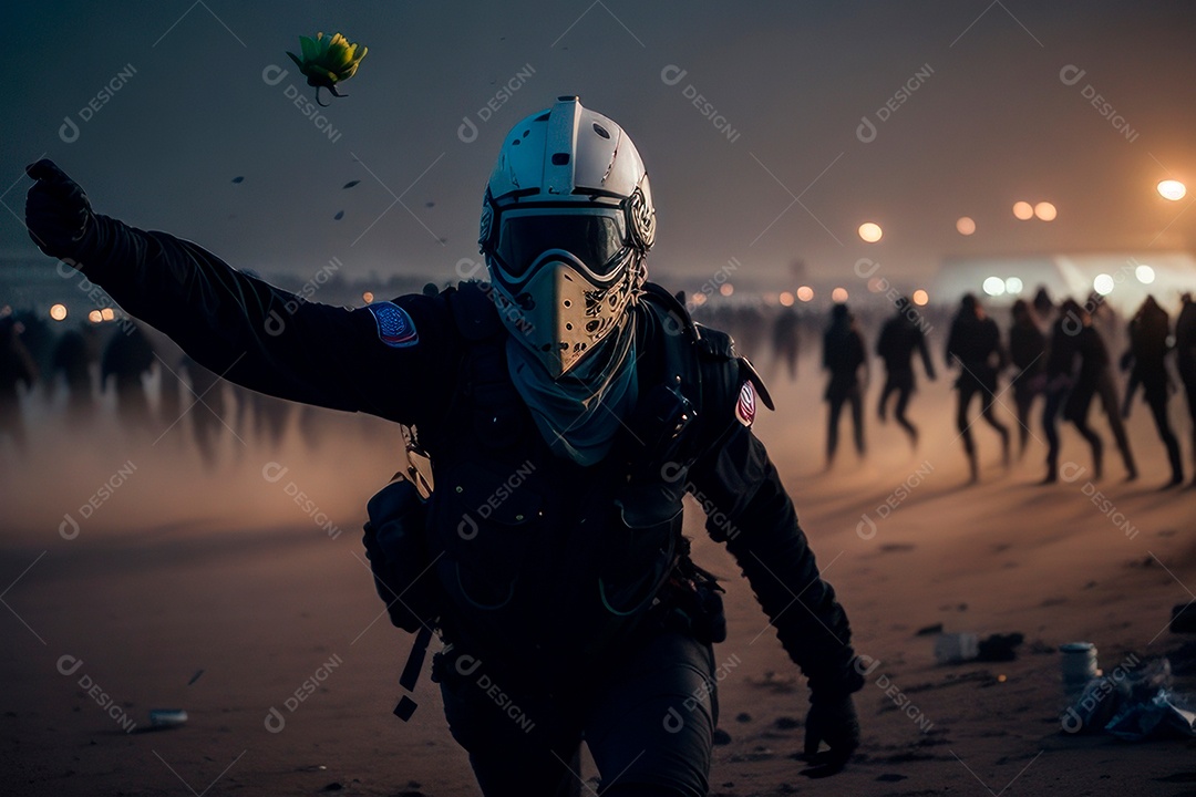 Manifestante em manifestação.