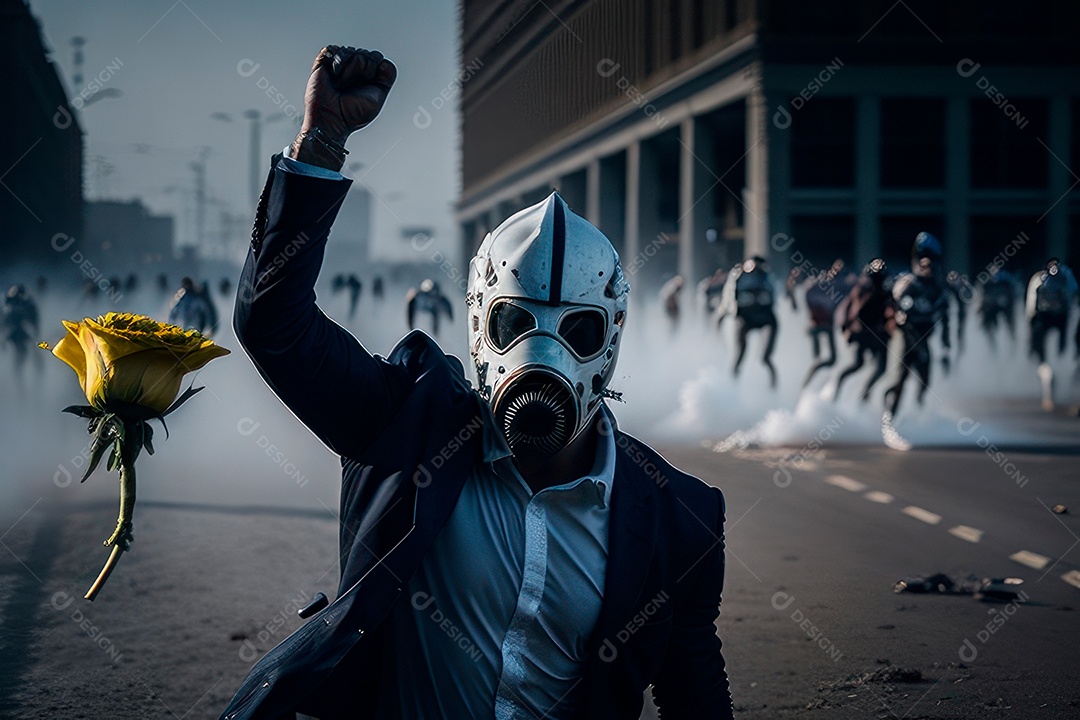 Manifestante em manifestação.