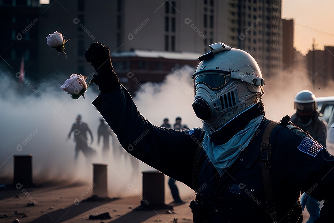 Manifestante em manifestação.