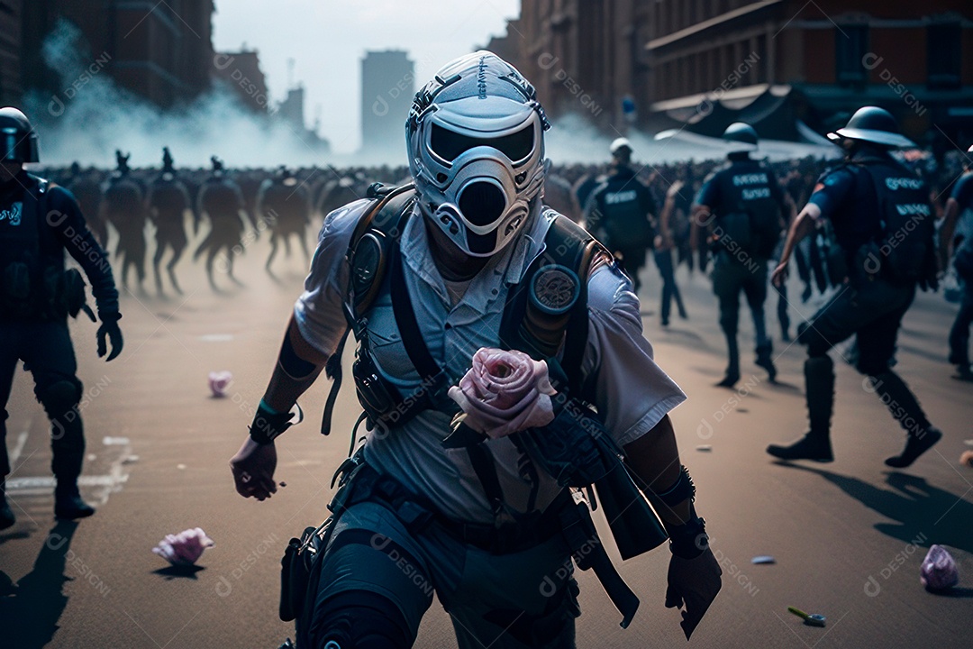 Manifestante em manifestação.