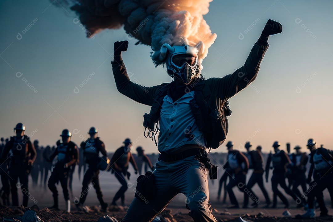 Manifestante em manifestação.