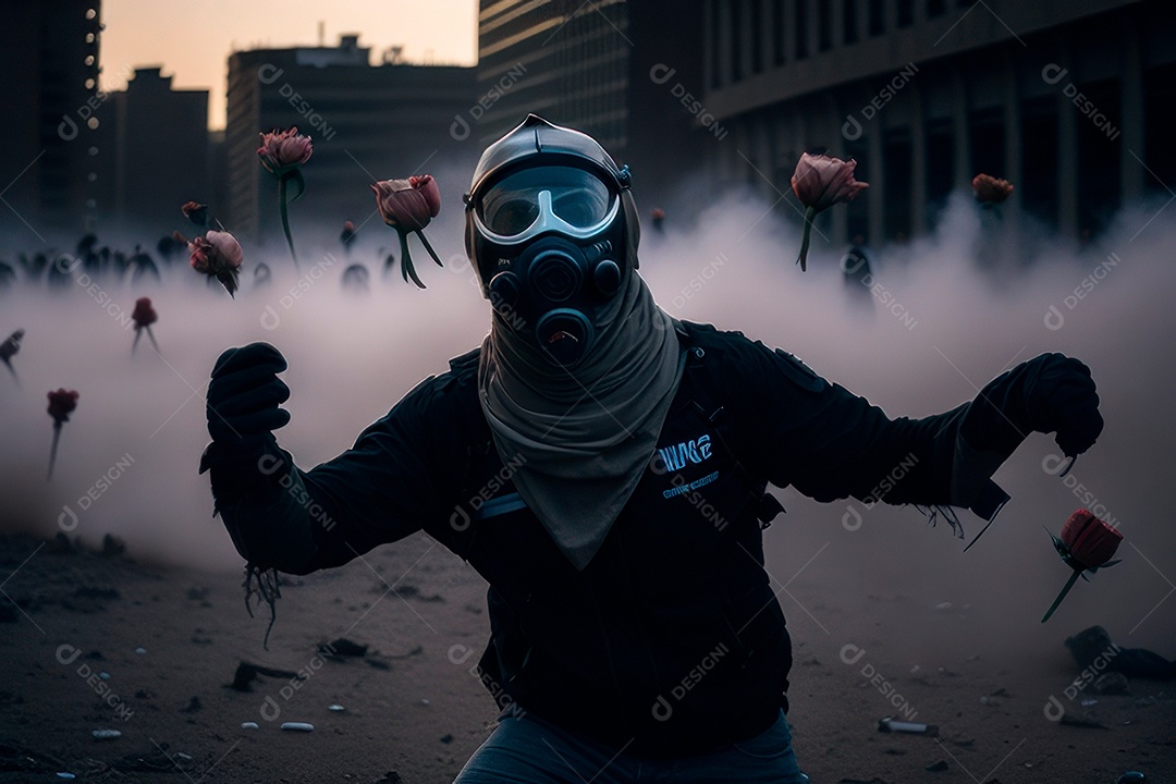 Manifestante em manifestação.