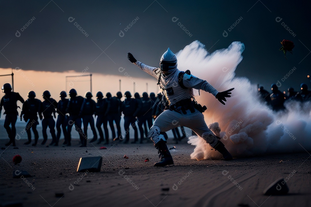 Manifestante em manifestação.