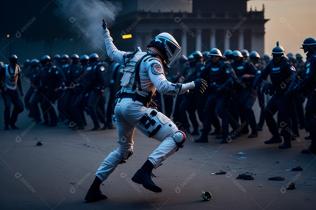 Manifestante em manifestação.