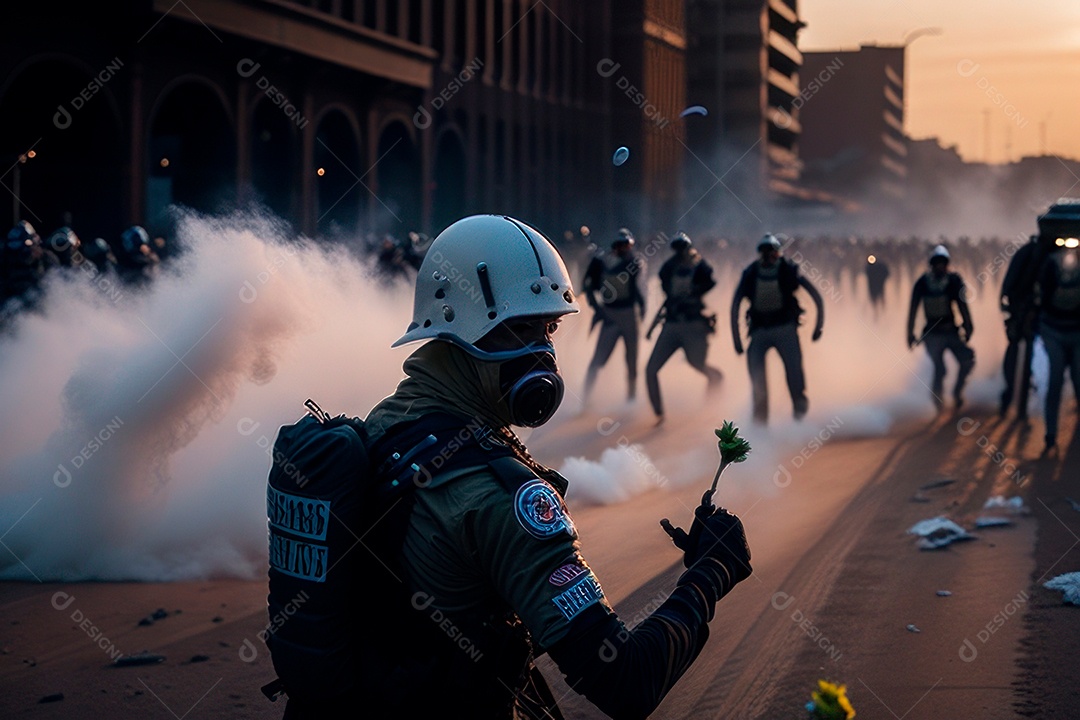 Manifestante em manifestação.