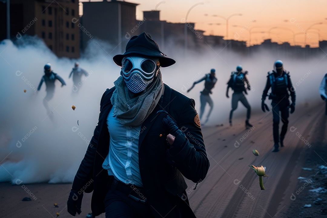 Manifestante em manifestação.