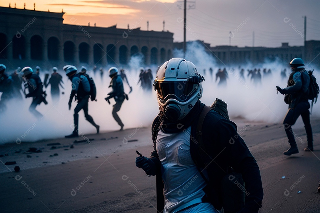 Manifestante em manifestação.