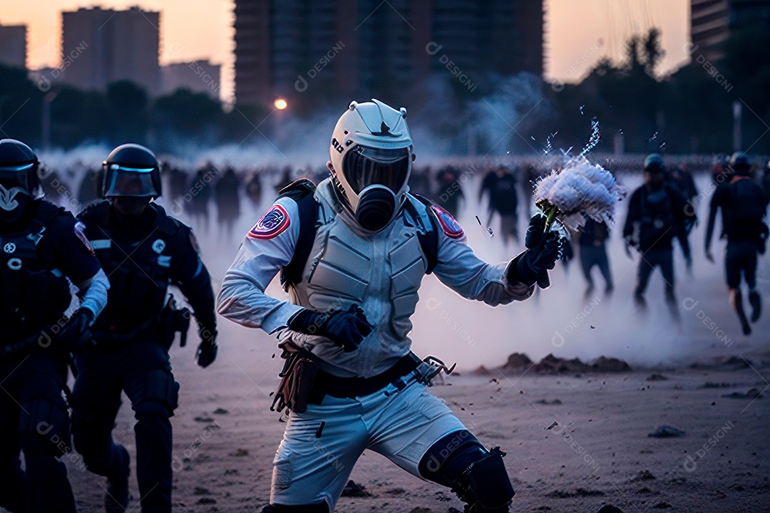 Manifestante em manifestação.