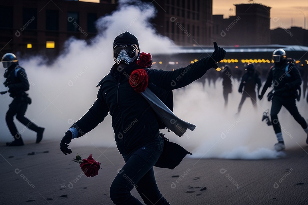 Manifestante em mafestação.