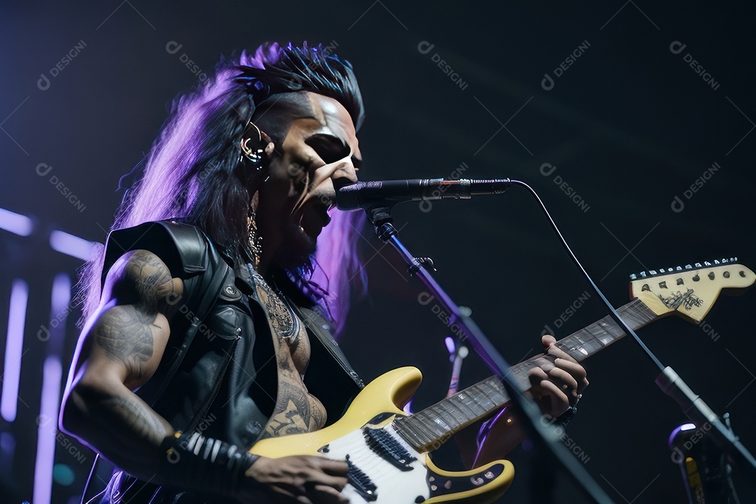 Pessoa jovem tocando rock.