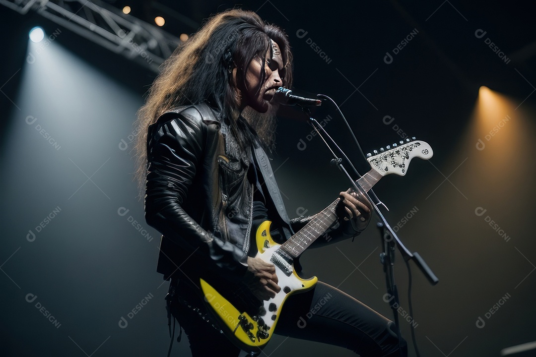 Pessoa jovem tocando rock.