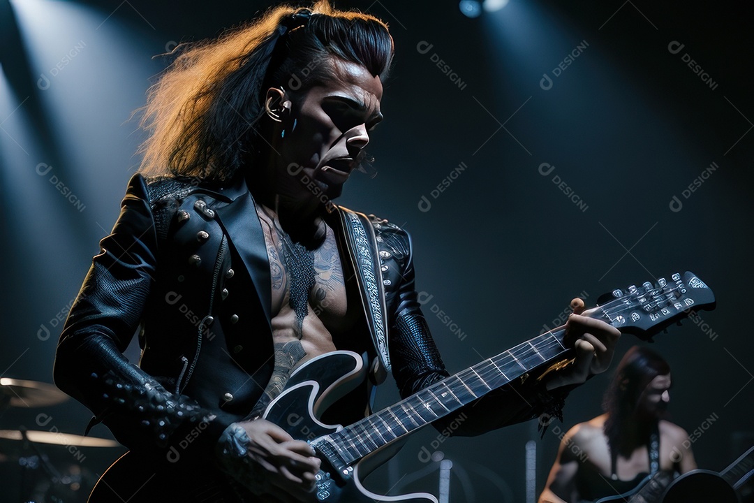 Pessoa jovem tocando rock.