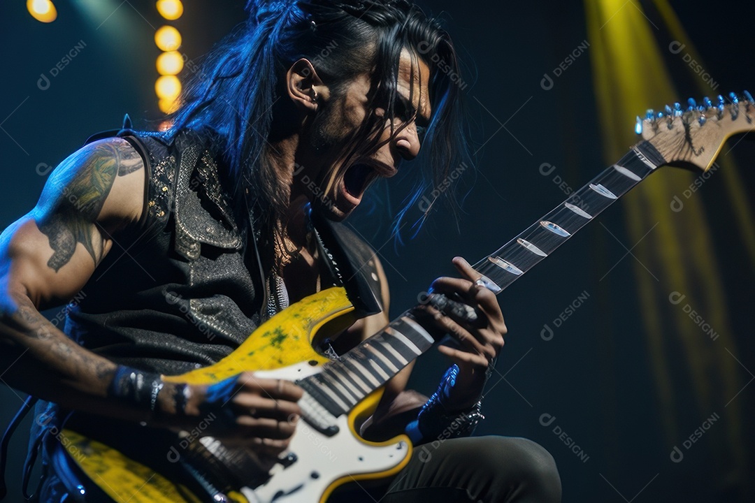 Pessoa jovem tocando rock.